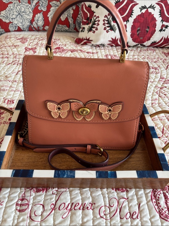 Coach Handbags - Coach Leather Top-Handle Satchel with Butterfly- Dusty Rose/Burgundy Accents